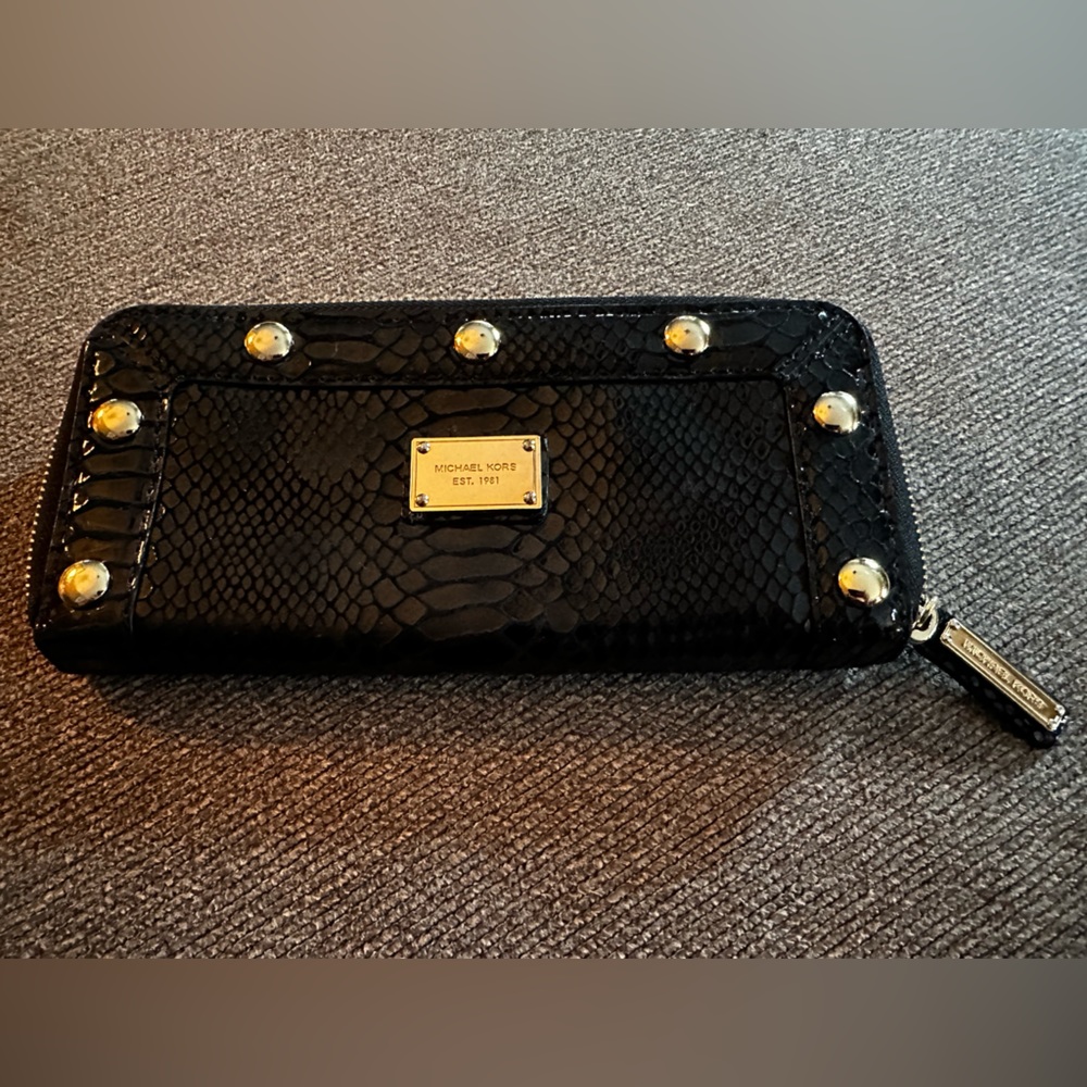 Michael Kors Python Embossed Soft Leather Zip Aro… - image 1